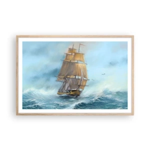 Poster in cornice rovere chiaro - Frangendo i flutti - 91x61 cm