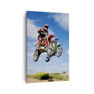 Quadro su tela - Stampe su Tela - Piloti di moto da cross in aria durante un salto - 80x120cm - Saltando sotto il cielo - Decorazione murale moderna per soggiorno e camera da letto ARTTOR