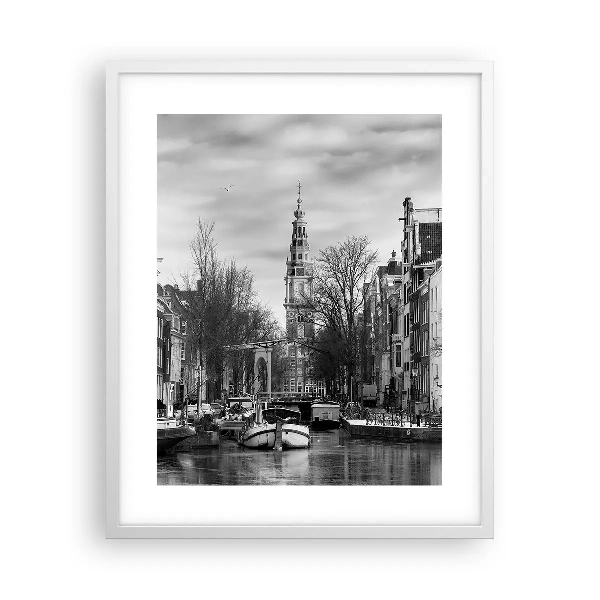 Poster in cornice bianca - Atmosfera di Amsterdam - 40x50 cm
