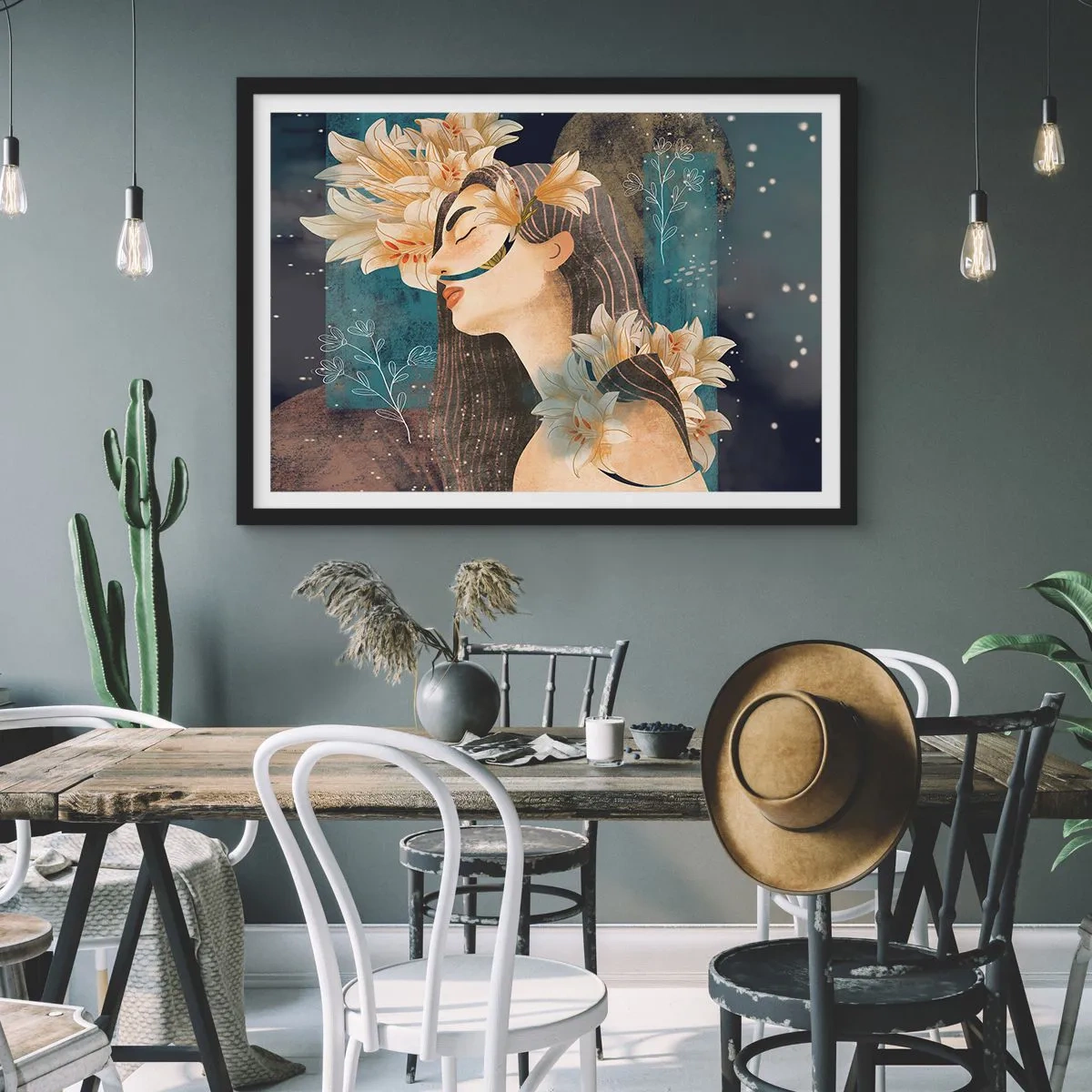 Poster in cornice nera - La favola della principessa con i gigli - 91x61 cm