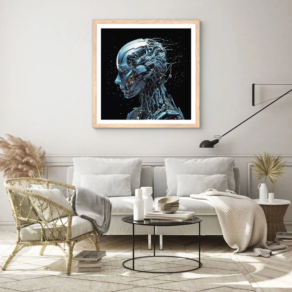 Poster in cornice rovere chiaro - La tecnologia è donna - 40x40 cm