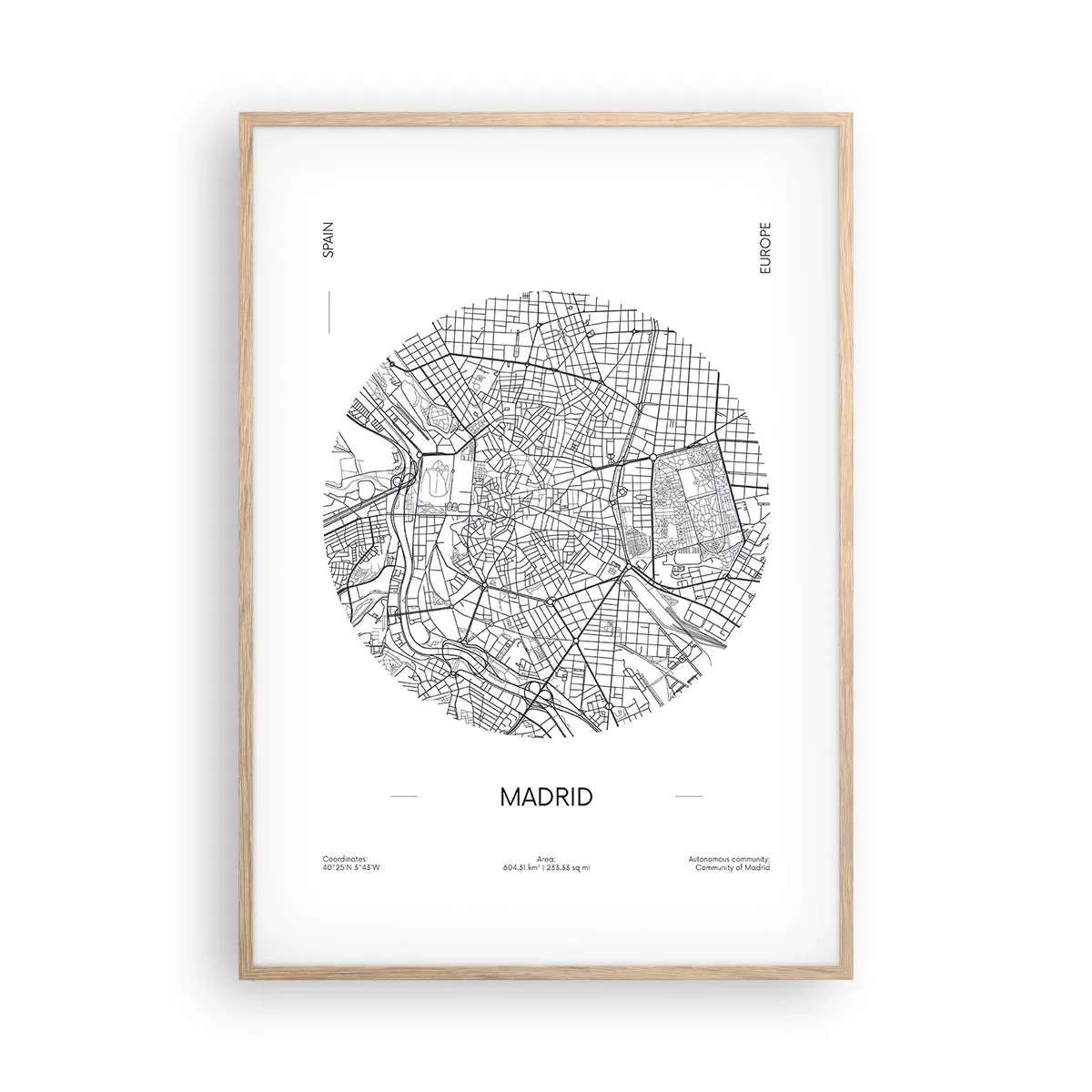 Poster in cornice rovere chiaro - Anatomia di Madrid - 70x100 cm