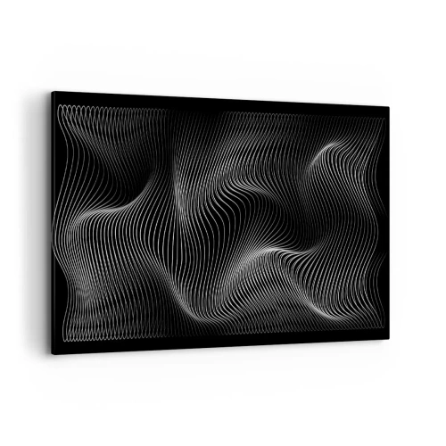 Quadro su tela - Stampe su Tela - Linee bianche astratte su sfondo nero - 100x70cm - La danza della luce nello spazio - Decorazione murale moderna per soggiorno e camera da letto ARTTOR