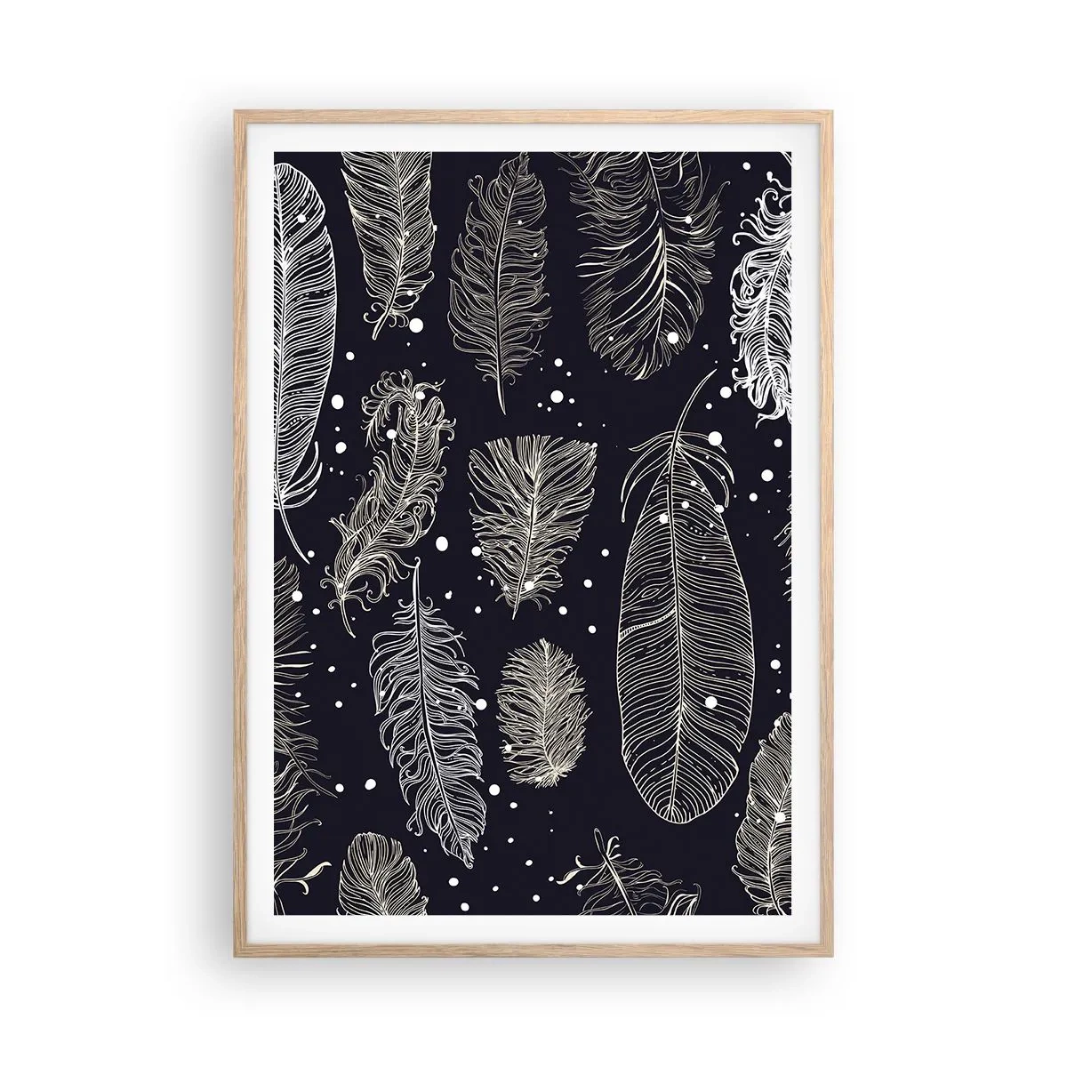 Poster in cornice rovere chiaro - Pizzo piumato - 70x100 cm