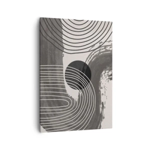 Quadro su tela - Stampe su Tela - Linee geometriche e ovali in tonalità monocromatiche - 50x70cm - L'ovale vittorioso - Decorazione murale moderna per soggiorno e camera da letto ARTTOR