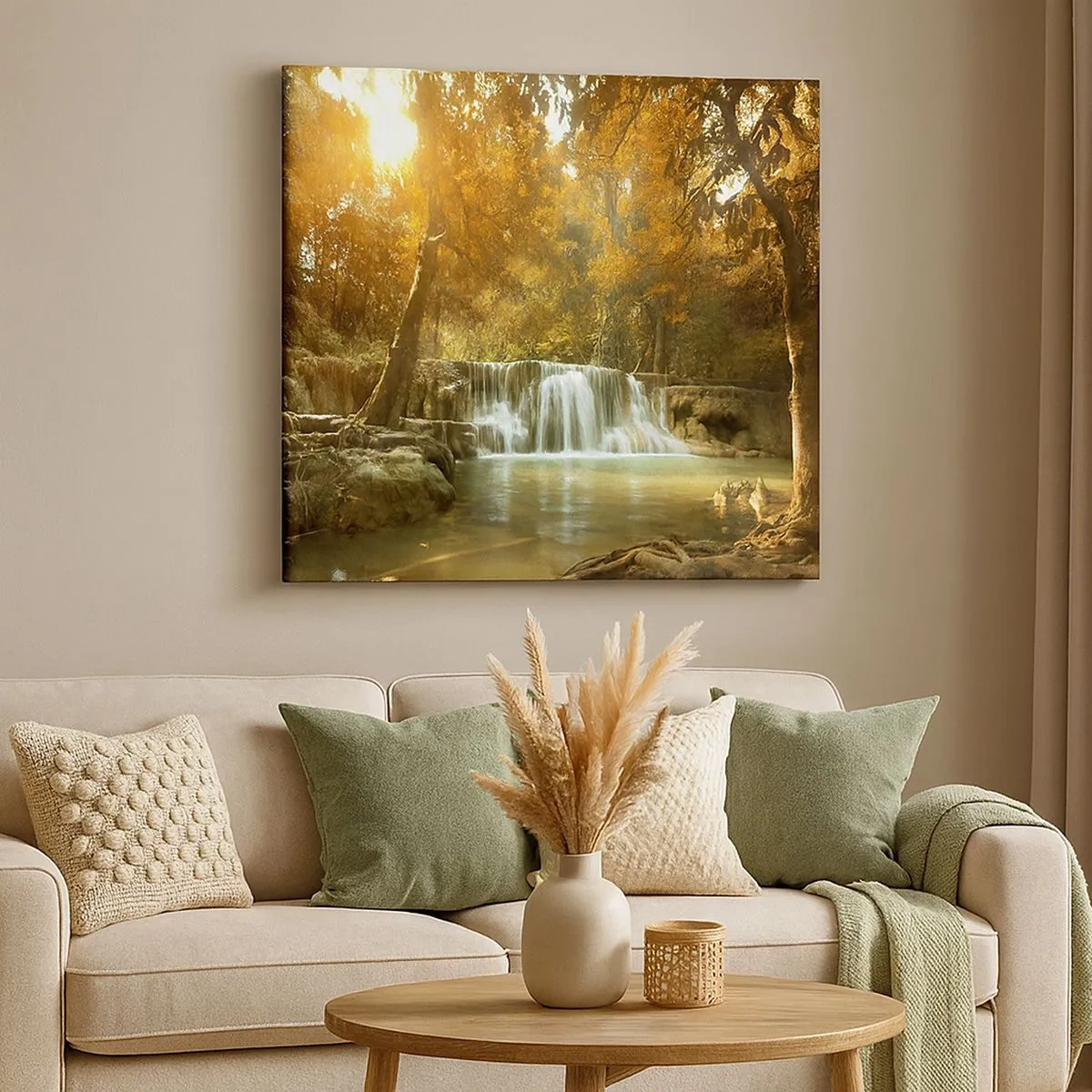 Quadro su tela - Stampe su Tela - Cascata nel parco - 30x30 cm