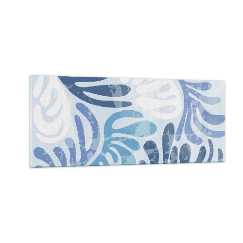 Quadro su vetro - Felci blu - 100x40 cm
