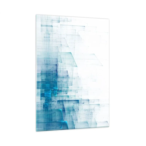 Quadro su vetro - Composizione geometrica astratta nei toni del blu - 50x70cm - E lo spazio fu - Decorazione murale moderna per soggiorno e camera da letto ARTTOR