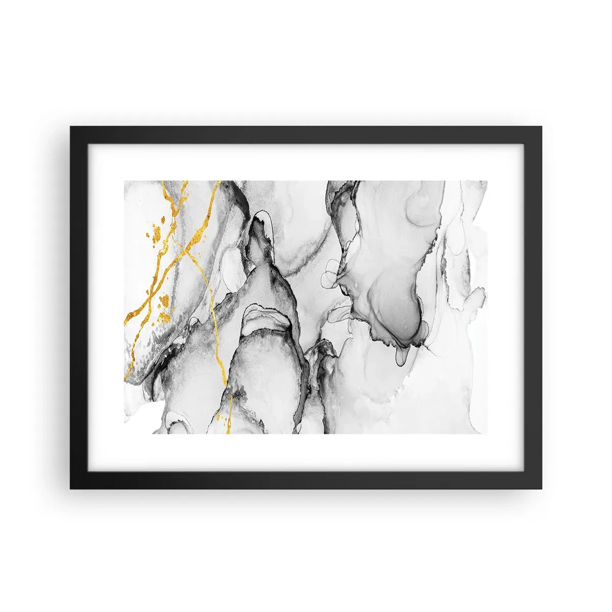 Poster in cornice nera - Composizione con motivo d'oro - 40x30 cm