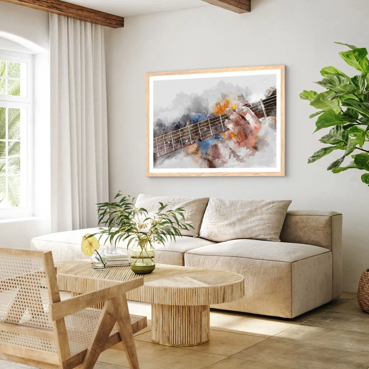 Poster in cornice rovere chiaro - Poesia tra le corde - 40x30 cm