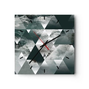 Orologio da parete - Orologio in Vetro - Motivo geometrico con motivo a onde nei toni del verde - 30x30cm - Prospettiva di cristallo - Decorazione murale moderna per soggiorno e camera da letto ARTTOR