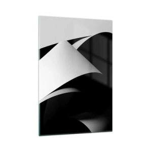 Quadro su vetro - Forme astratte in bianco e nero con contrasti sorprendenti - 80x120cm - Piani di luce dalle profondità dell'ombra - Decorazione murale moderna per soggiorno e camera da letto ARTTOR