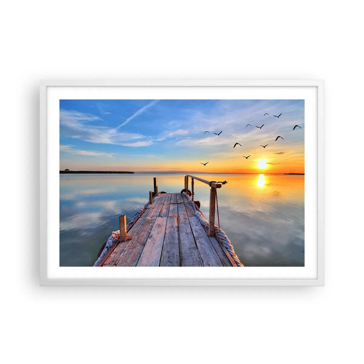 Poster in cornice bianca - Camminando verso il sole - 70x50 cm