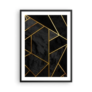 Poster in cornice nera - Motivi geometrici in oro su sfondo nero - 50x70cm - Oscurità e luce - Decorazione murale moderna per soggiorno e camera da letto ARTTOR