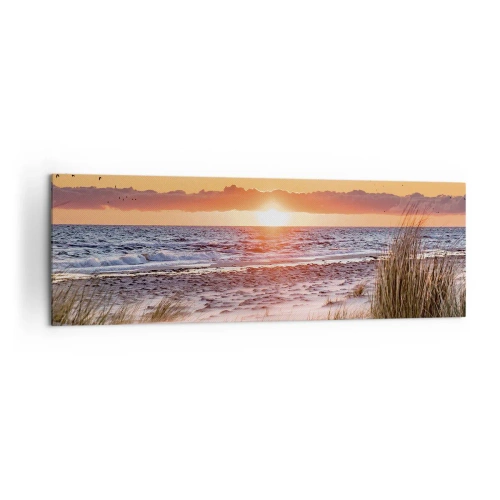 Quadro su tela - Stampe su Tela - Tramonto sul mare con vista sulle dune - 160x50cm - Paesaggio orizzontale - Decorazione murale moderna per soggiorno e camera da letto ARTTOR