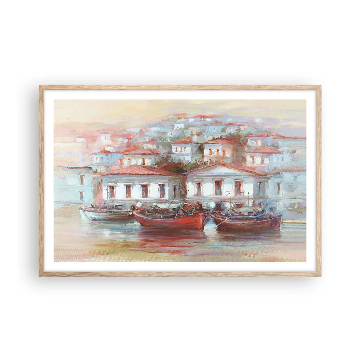 Poster in cornice rovere chiaro - Cittadina felice - 91x61 cm