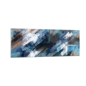 Quadro su vetro - Composizione astratta con linee diagonali blu - 140x50cm - Sulla diagonale blu - Decorazione murale moderna per soggiorno e camera da letto ARTTOR