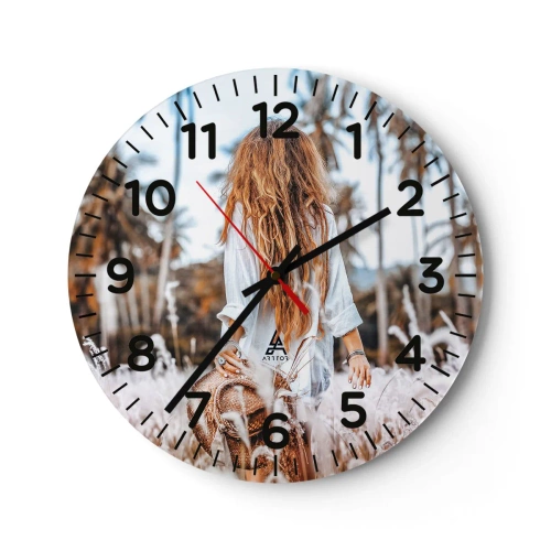 Orologio da parete - Orologio in Vetro - Nata dalla lanugine dell'erba - 40x40 cm