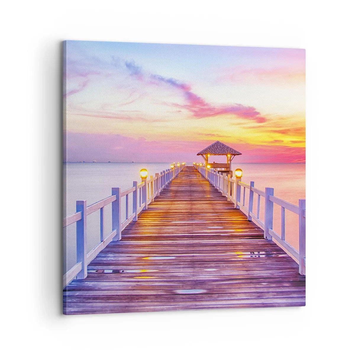 Quadro su tela - Stampe su Tela - Silenzio della sera in lilla e oro - 60x60 cm