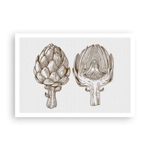 Poster - Disegno d'arte d'epoca di un carciofo - 100x70cm - Lezione di anatomia - Decorazione murale moderna per soggiorno e camera da letto ARTTOR