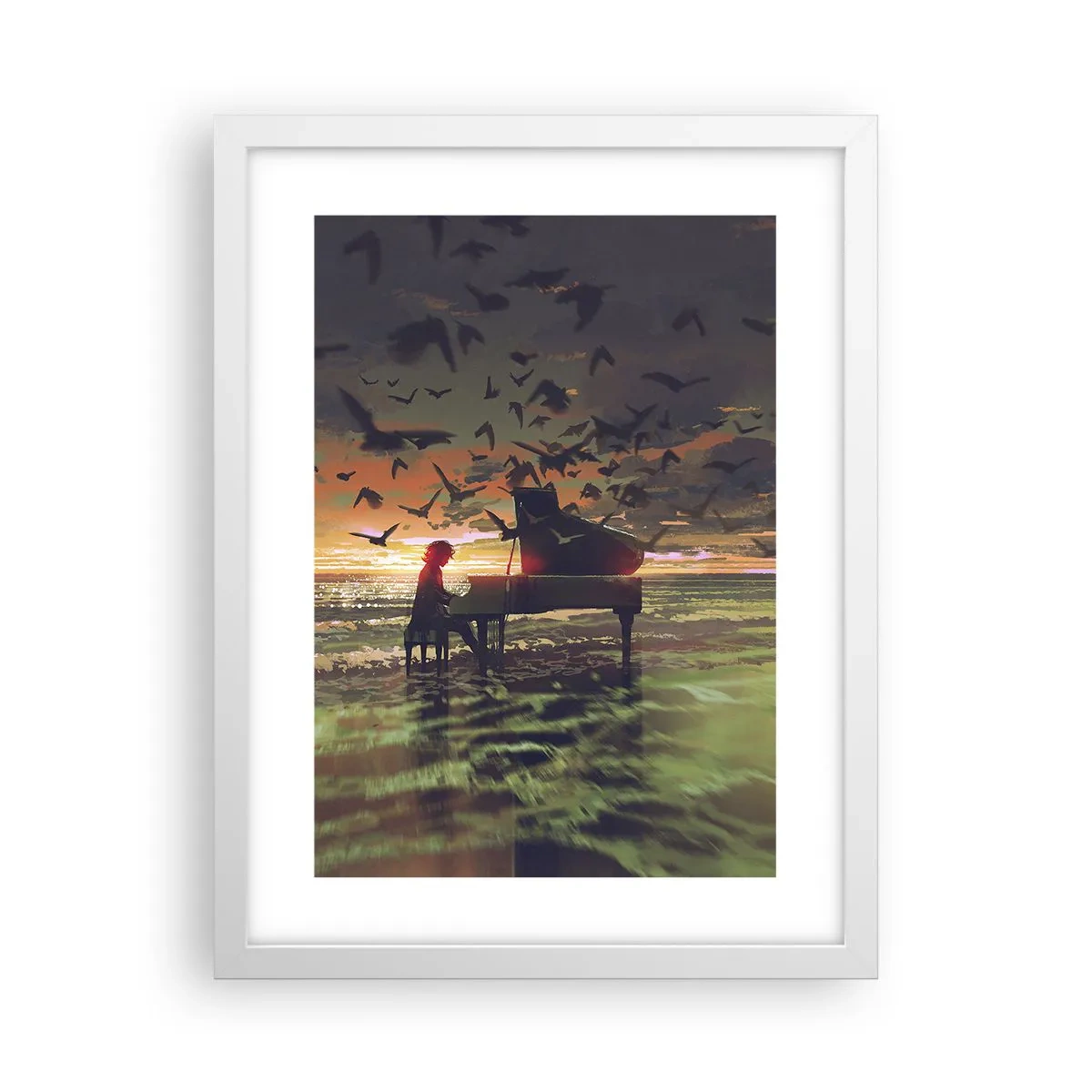 Poster in cornice bianca - Concerto per pianoforte e onde - 30x40 cm