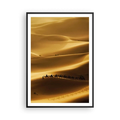 Poster in cornice nera - La carovana sulle onde del deserto - 70x100 cm