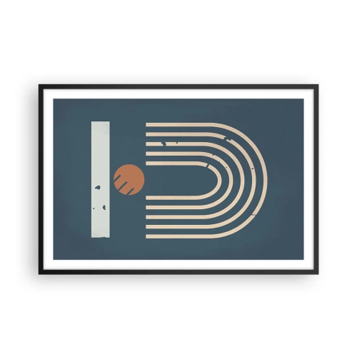 Poster in cornice nera - Geometria in blu - 91x61 cm