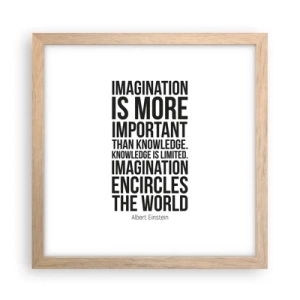 Poster in cornice rovere chiaro - Einstein sul potere dell'immaginazione - 30x30 cm