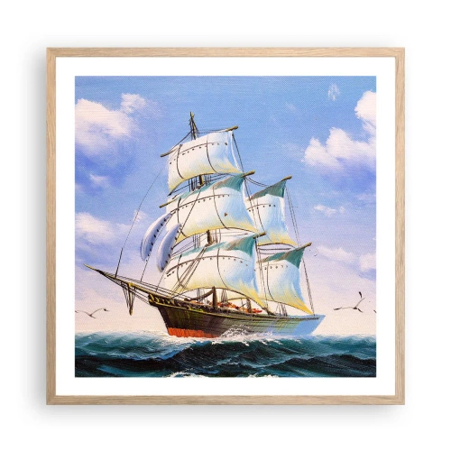 Poster in cornice rovere chiaro - Con orgoglio nel vento - 60x60 cm