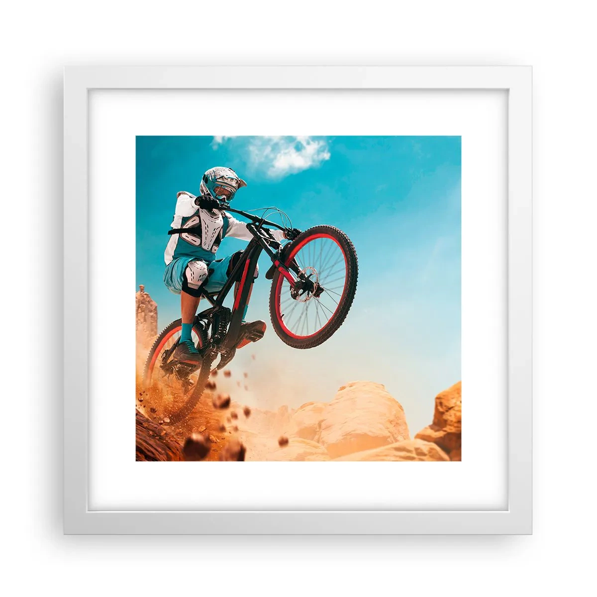 Poster in cornice bianca - Il demone della follia ciclistica - 30x30 cm