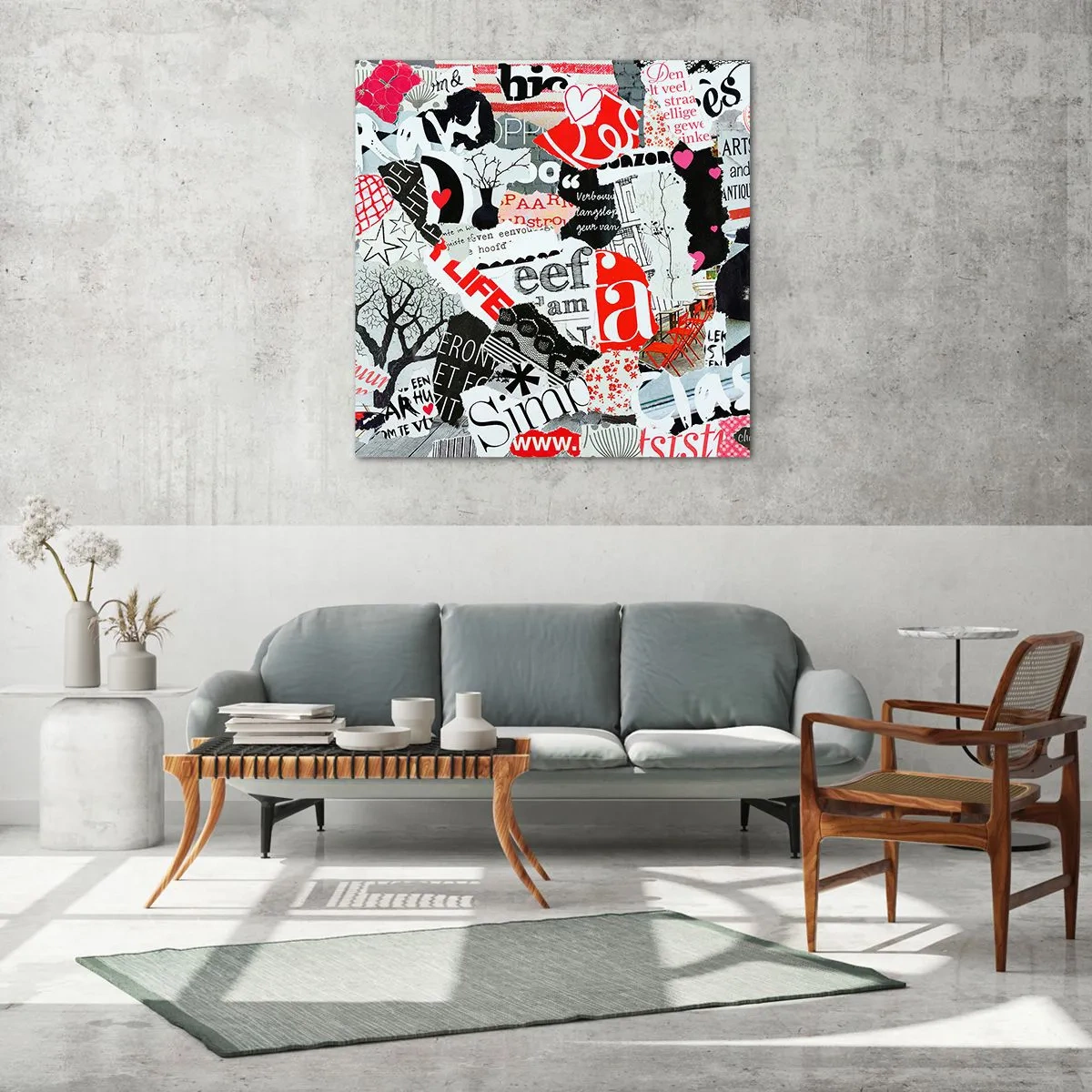 Quadro su vetro - Collage hipster - 30x30 cm