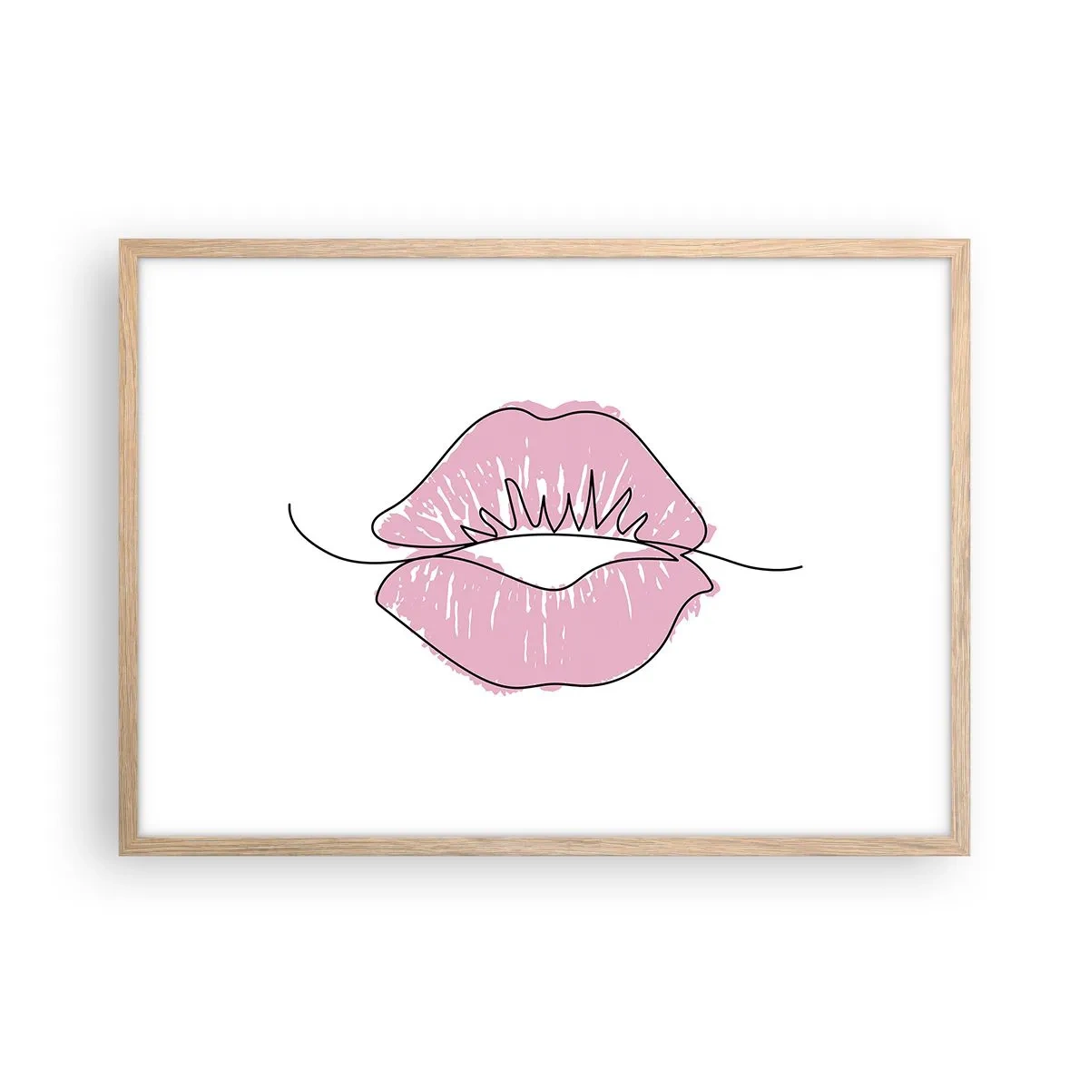 Poster in cornice rovere chiaro - Pronti al bacio? - 70x50 cm
