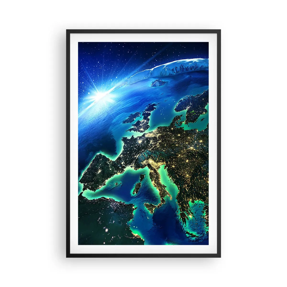 Poster in cornice nera - L'Europa scintillante - 61x91 cm