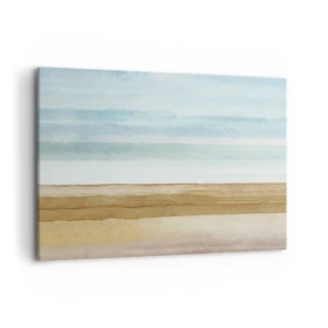 Quadro su tela - Stampe su Tela - Paesaggio astratto di spiaggia in tonalità pastello - 100x70cm - Rilassamento - Decorazione murale moderna per soggiorno e camera da letto ARTTOR