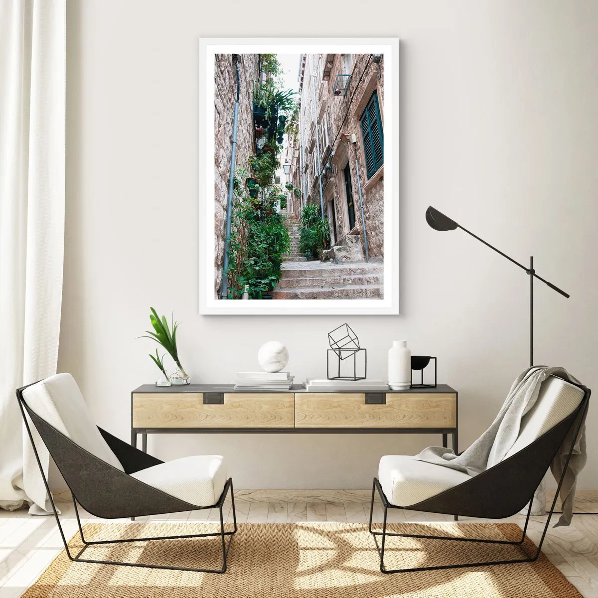 Poster in cornice bianca - Il fascino della città vecchia - 70x100 cm