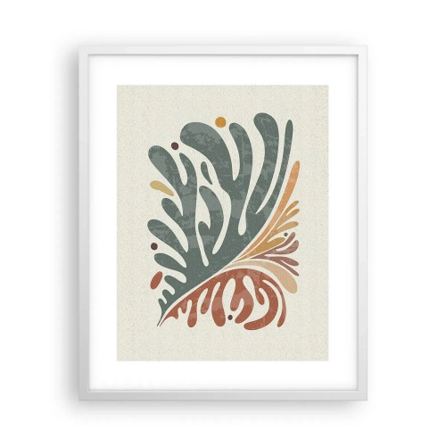 Poster in cornice bianca - Foglia multicolore - 40x50 cm