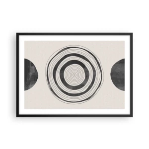 Poster in cornice nera - Cerchi minimalisti in bianco e nero su uno sfondo chiaro - 70x50cm - Conta ciò che sta in mezzo - Decorazione murale moderna per soggiorno e camera da letto ARTTOR