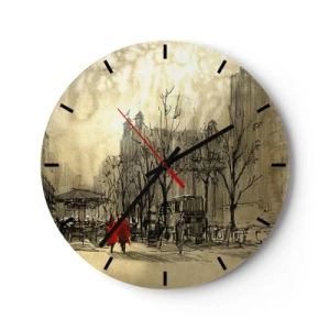 Orologio da parete - Orologio in Vetro - Appuntamento nella nebbia di Londra  - 40x40 cm