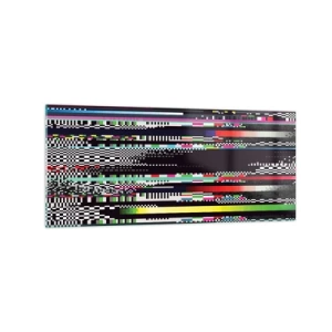 Quadro su vetro - Linee colorate e pixel in stile astratto - 120x50cm - Immagine di prova della realtà - Decorazione murale moderna per soggiorno e camera da letto ARTTOR