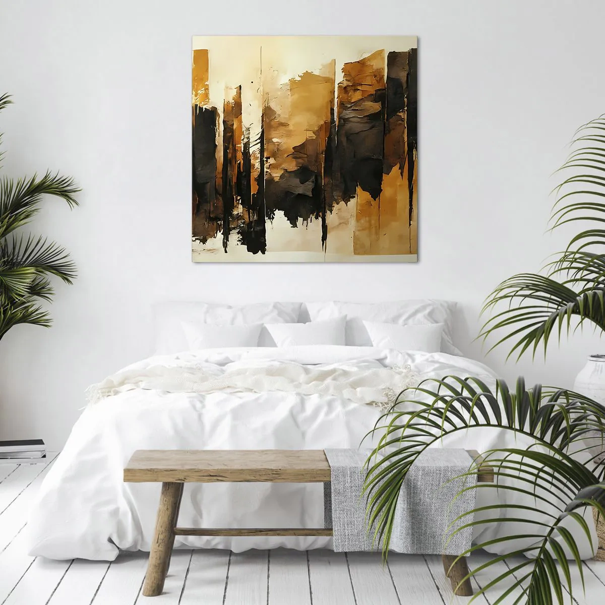 Quadro su tela - Stampe su Tela - Armonia di nero e oro - 60x60 cm