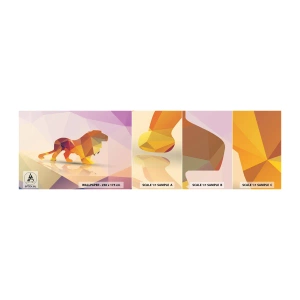 Campione Di Fotomurale Standard Eco - Il re di diamante - Animali, Leone, Figura geometrica - 100x30 cm