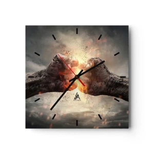 Orologio da parete - Orologio in Vetro - Pronto alla battaglia - 40x40 cm