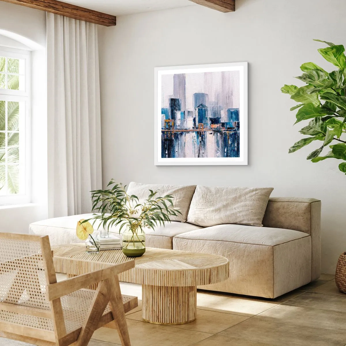 Poster in cornice bianca - Impressione di New York - 30x30 cm