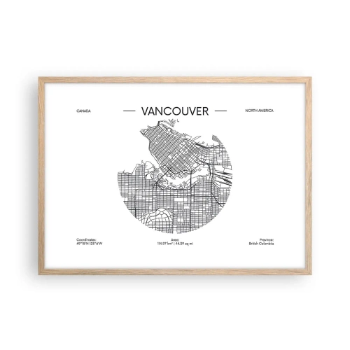 Poster in cornice rovere chiaro - Anatomia Vancouver - 70x50 cm