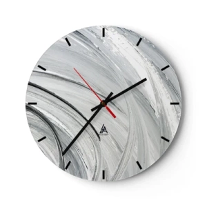 Orologio da parete - Orologio in Vetro - Cerchi grigi che ricordano il movimento dinamico dell'orbita - 30x30cm - Composizione orbitale - Decorazione murale moderna per soggiorno, cucina e camera da letto ARTTOR