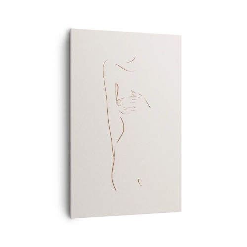 Quadro su tela - Stampe su Tela - Un disegno lineare e sottile di una silhouette su uno sfondo chiaro - 80x120cm - La forma del desiderio - Decorazione murale moderna per soggiorno e camera da letto ARTTOR