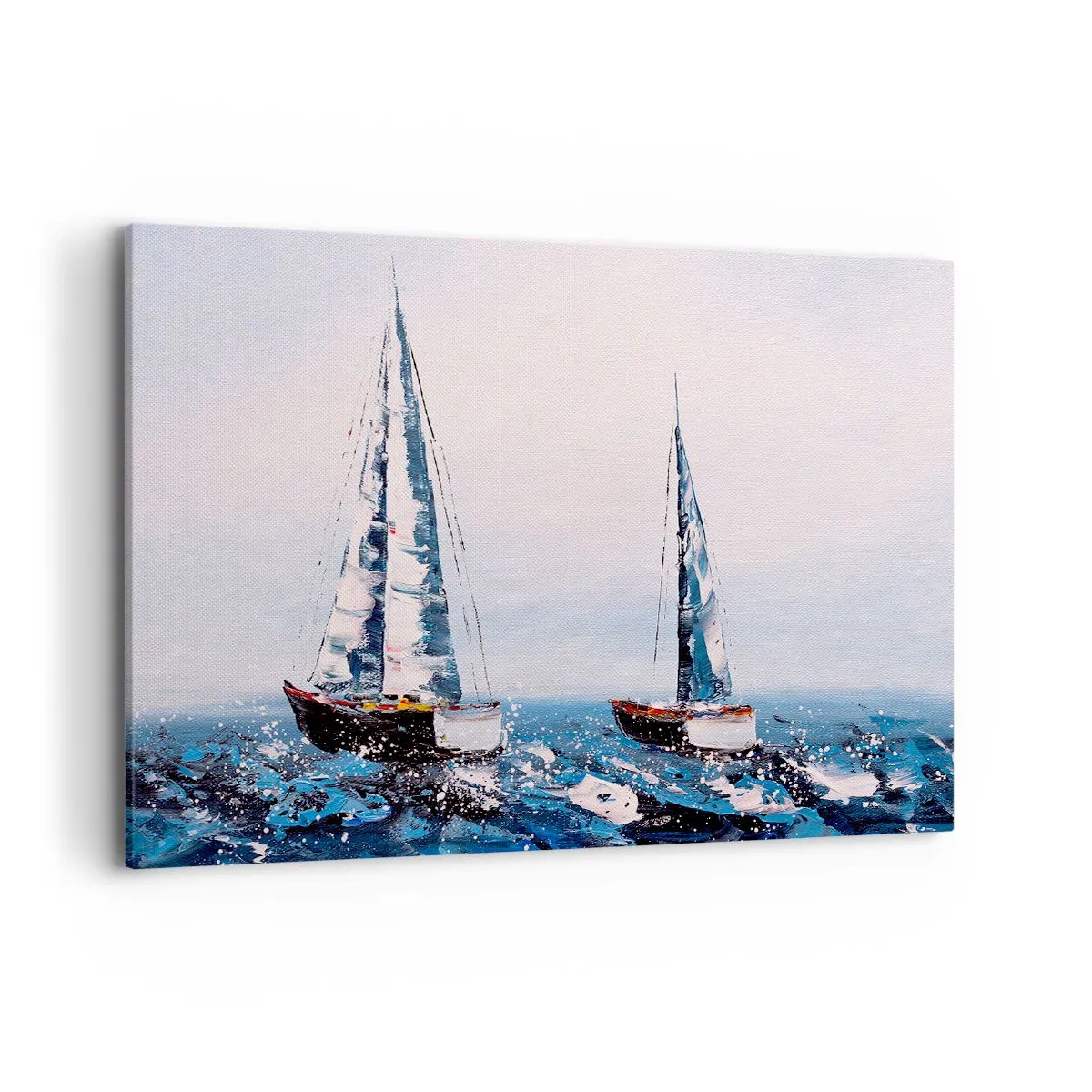 Quadro su tela - Stampe su Tela - Barche a vela su un mare in tempesta in una composizione pittorica - 100x70cm - Fratellanza nel vento - Decorazione murale moderna per soggiorno e camera da letto ARTTOR