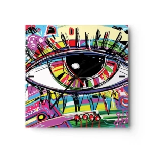 Orologio da parete - Orologio in Vetro - Occhio colorato astratto dei graffiti - 30x30cm - Occhio colorato - anima colorata - Decorazione murale moderna per soggiorno e camera da letto ARTTOR