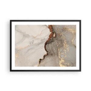 Poster in cornice nera - Motivo astratto con sfumature di oro e grigio - 70x50cm - Ai confini del colore - Decorazione murale moderna per soggiorno e camera da letto ARTTOR