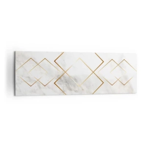 Quadro su tela - Stampe su Tela - Rombi dorati minimalisti su uno sfondo di marmo - 160x50cm - Vista sull'infinito - Decorazione murale moderna per soggiorno e camera da letto ARTTOR